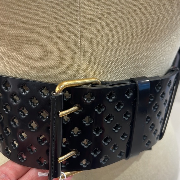 Black Perforated Womens  Belt yves Saint Laurent